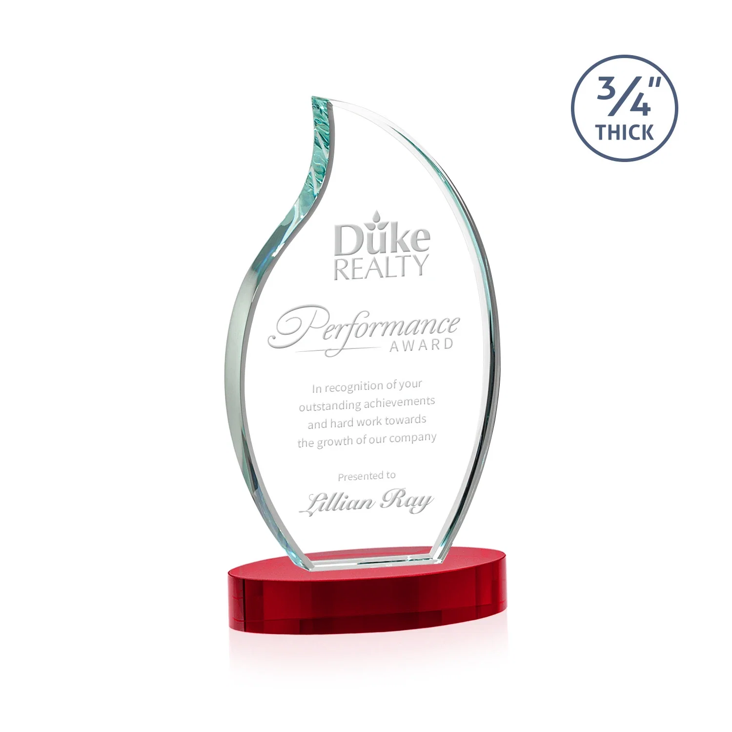 Promotional Starfire Crystal Flame Award for corporate award ceremonies