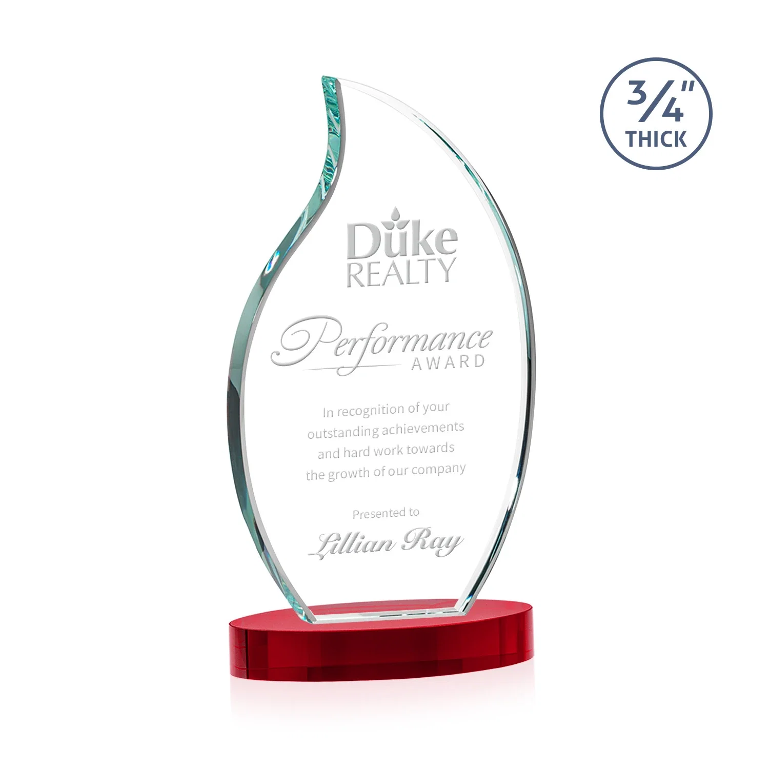 Promotional Starfire Crystal Flame Award for service anniversary gifts