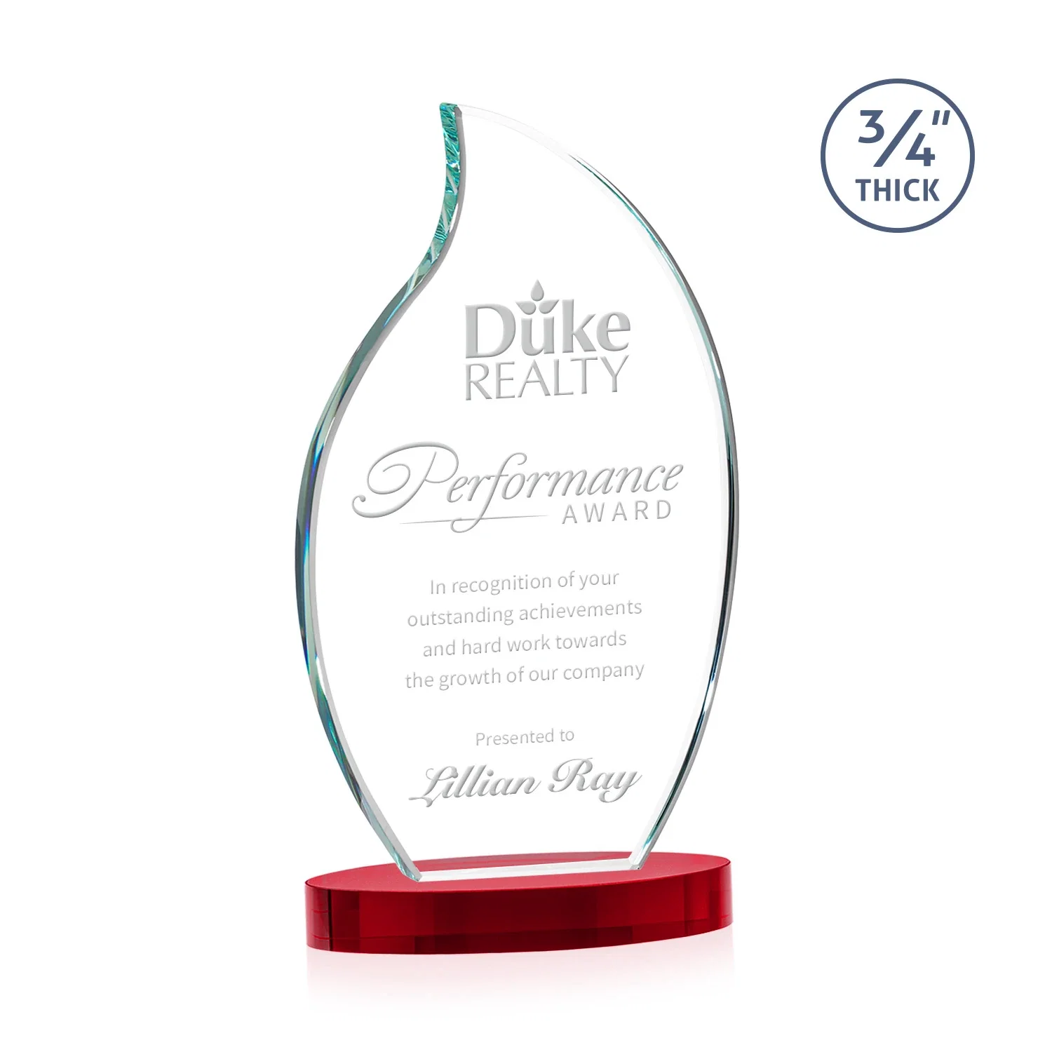 Promotional Starfire Crystal Flame Award for sales achievement awards