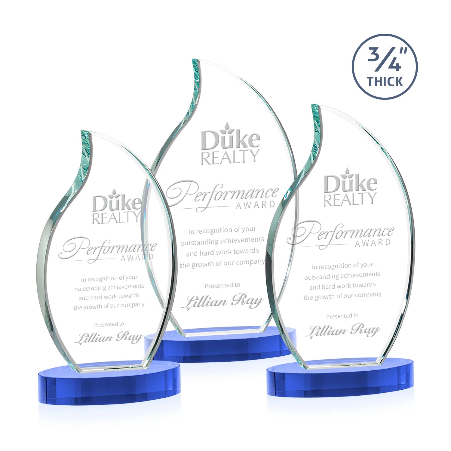 Promotional Starfire Crystal Flame Award for retirement presentations