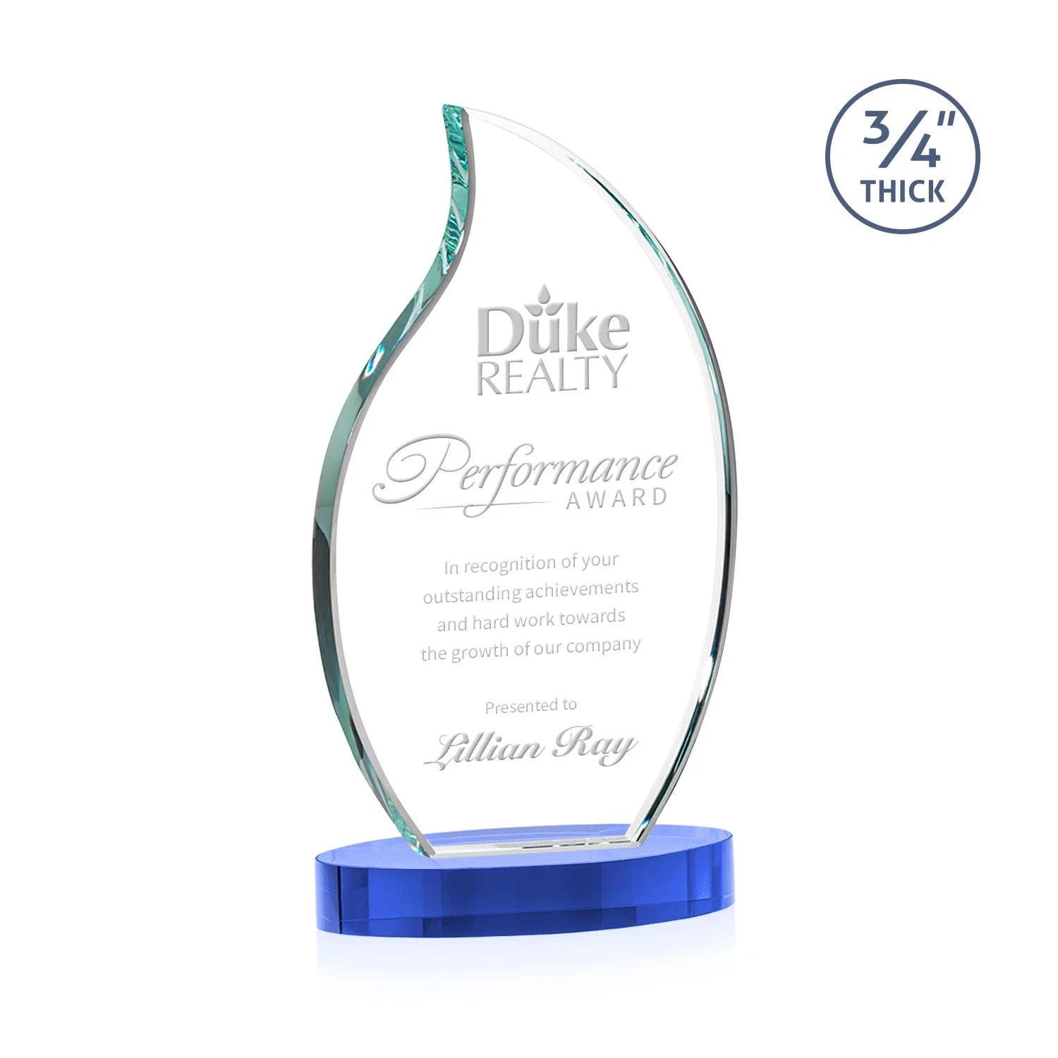 Promotional Starfire Crystal Flame Award for donor appreciation