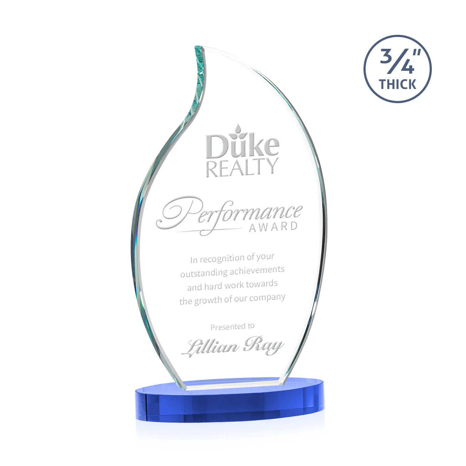 Promotional Starfire Crystal Flame Award for graduation ceremonies