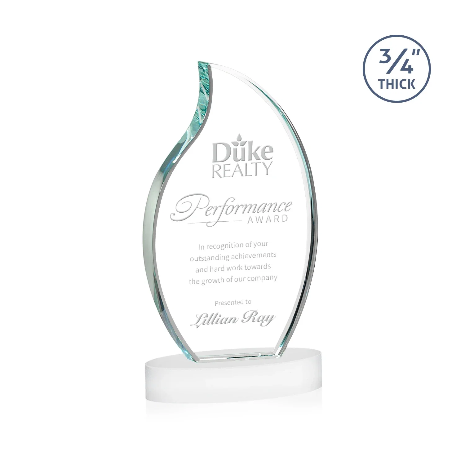 Promotional Starfire Crystal Flame Award for volunteer appreciation