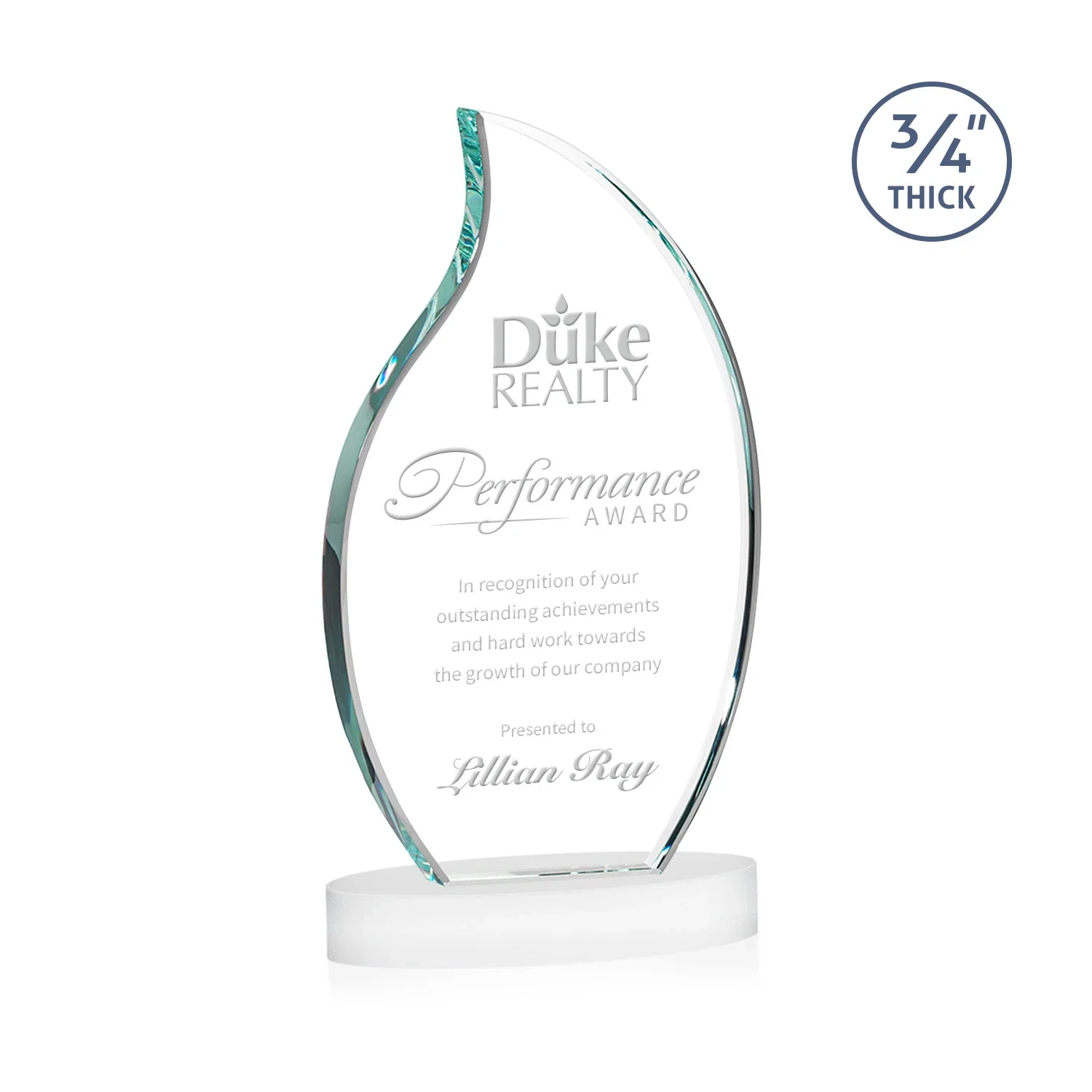 Promotional Starfire Crystal Flame Award for dealer and partner awards