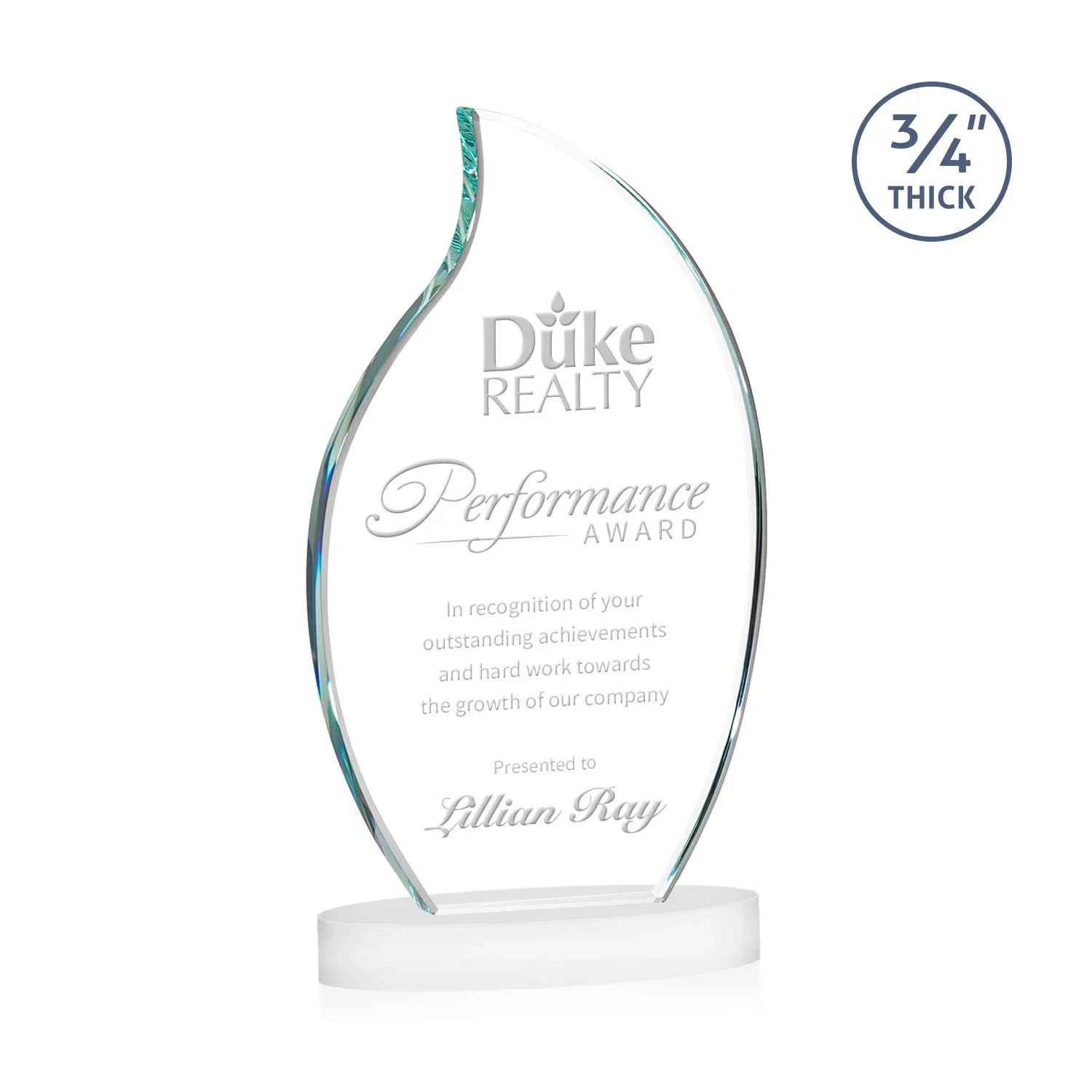 Promotional Starfire Crystal Flame Award for company anniversary events