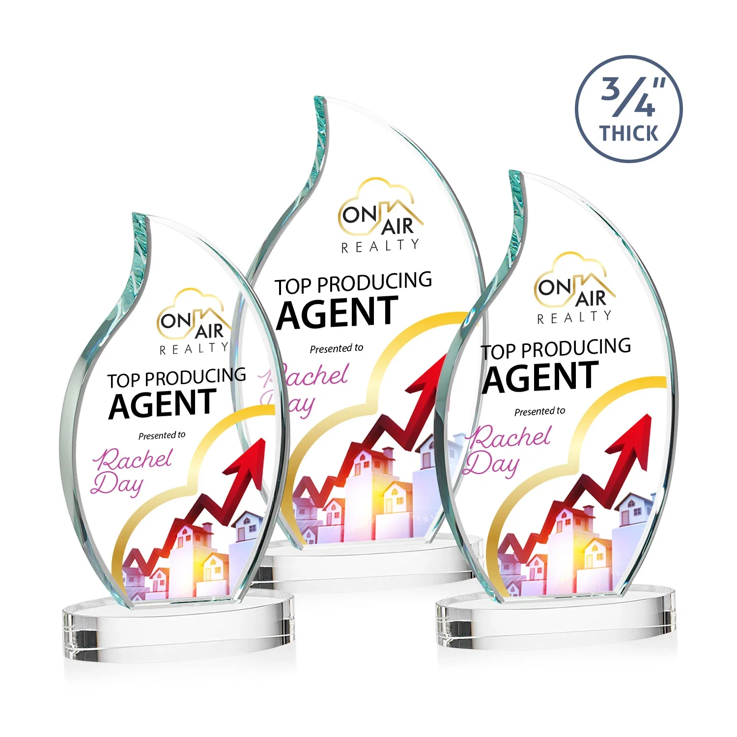 Branded Starfire Crystal Flame Award for employee recognition