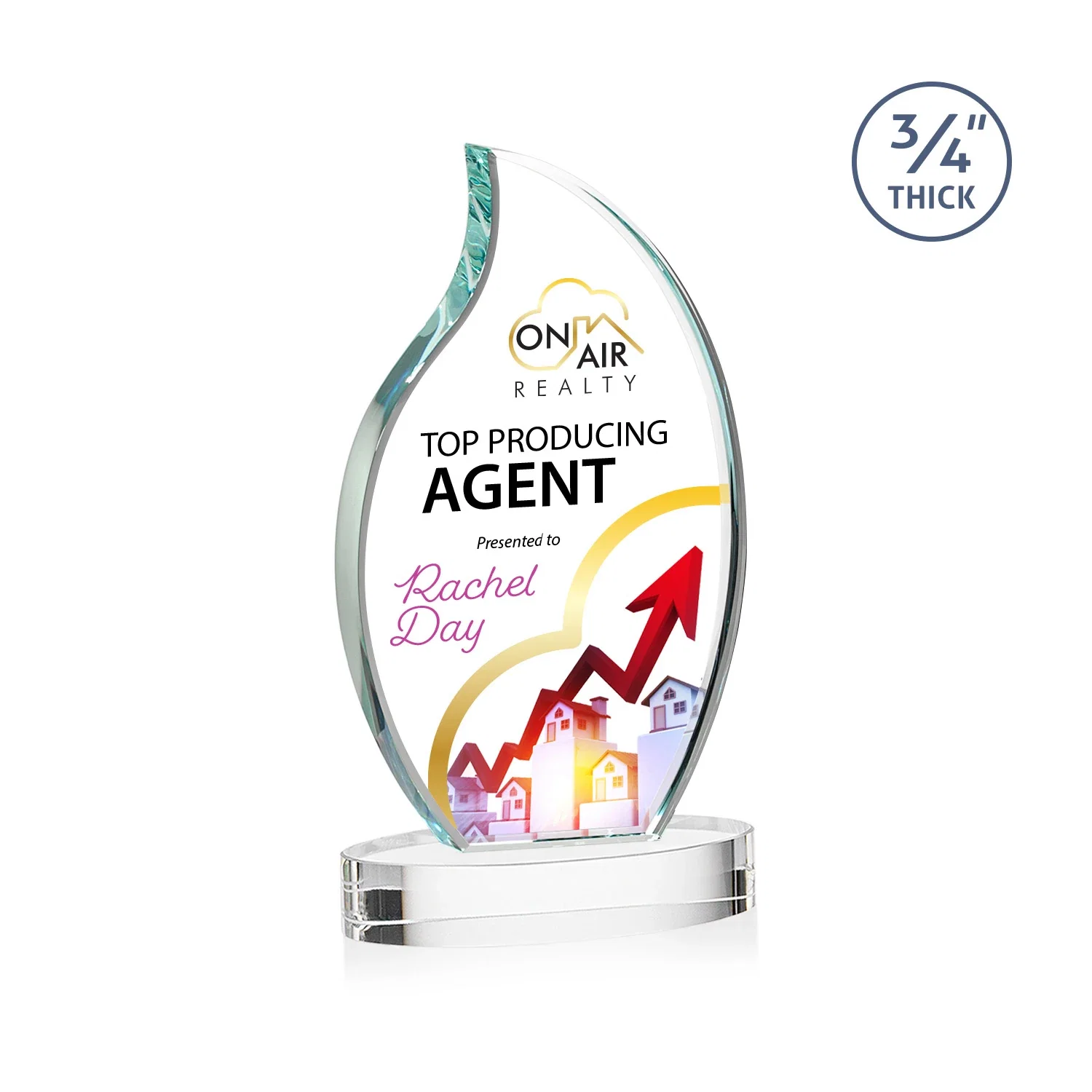 Branded Starfire Crystal Flame Award for corporate award ceremonies