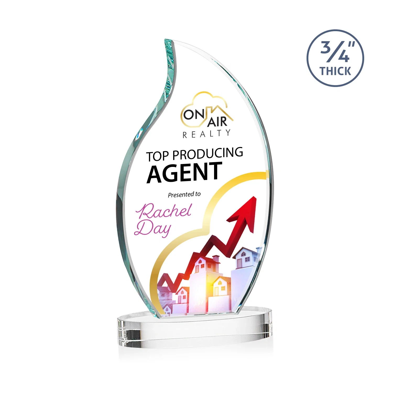 Branded Starfire Crystal Flame Award for service anniversary gifts