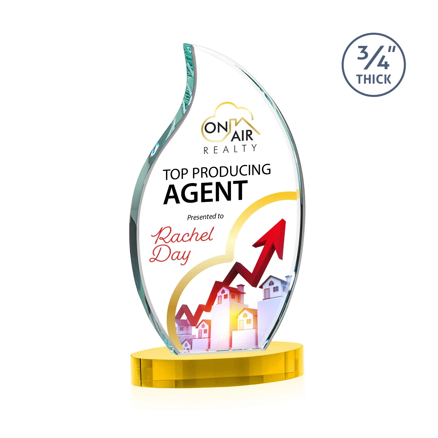 Branded Starfire Crystal Flame Award for dealer and partner awards