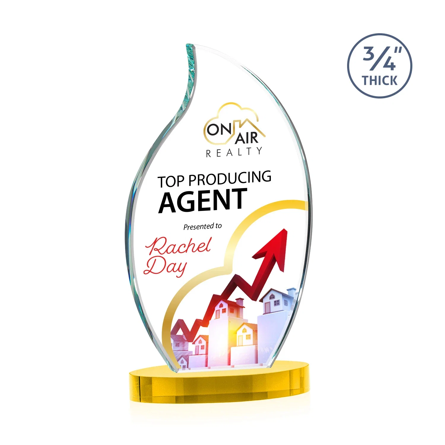 Branded Starfire Crystal Flame Award for company anniversary events