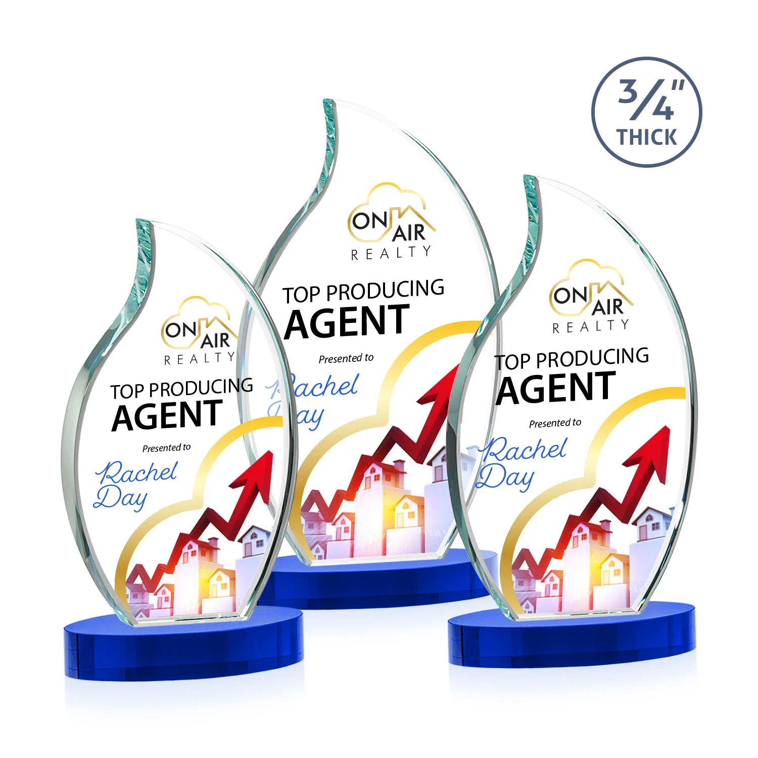 Custom printed Starfire Crystal Flame Award for safety achievement programs