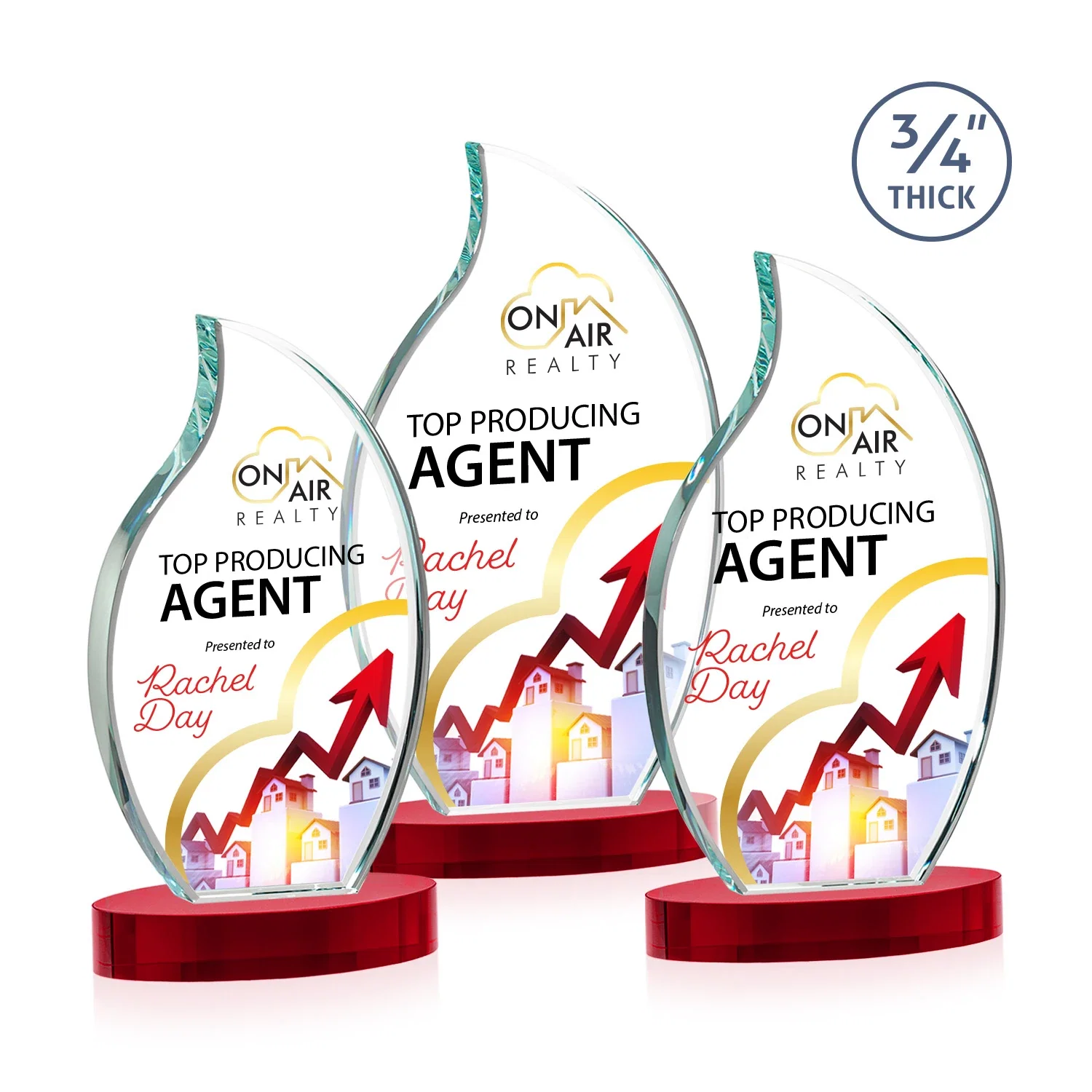 Customized Starfire Crystal Flame Award for employee recognition