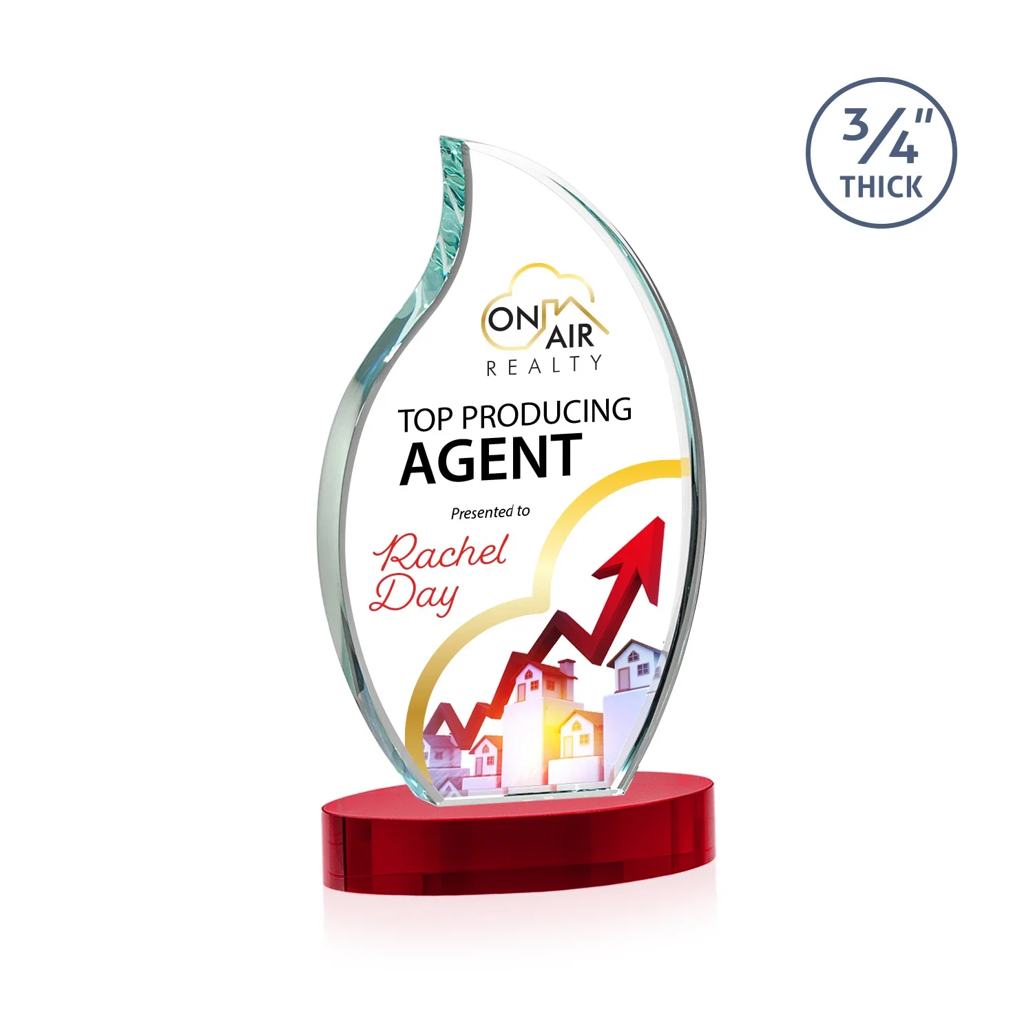 Customized Starfire Crystal Flame Award for corporate award ceremonies
