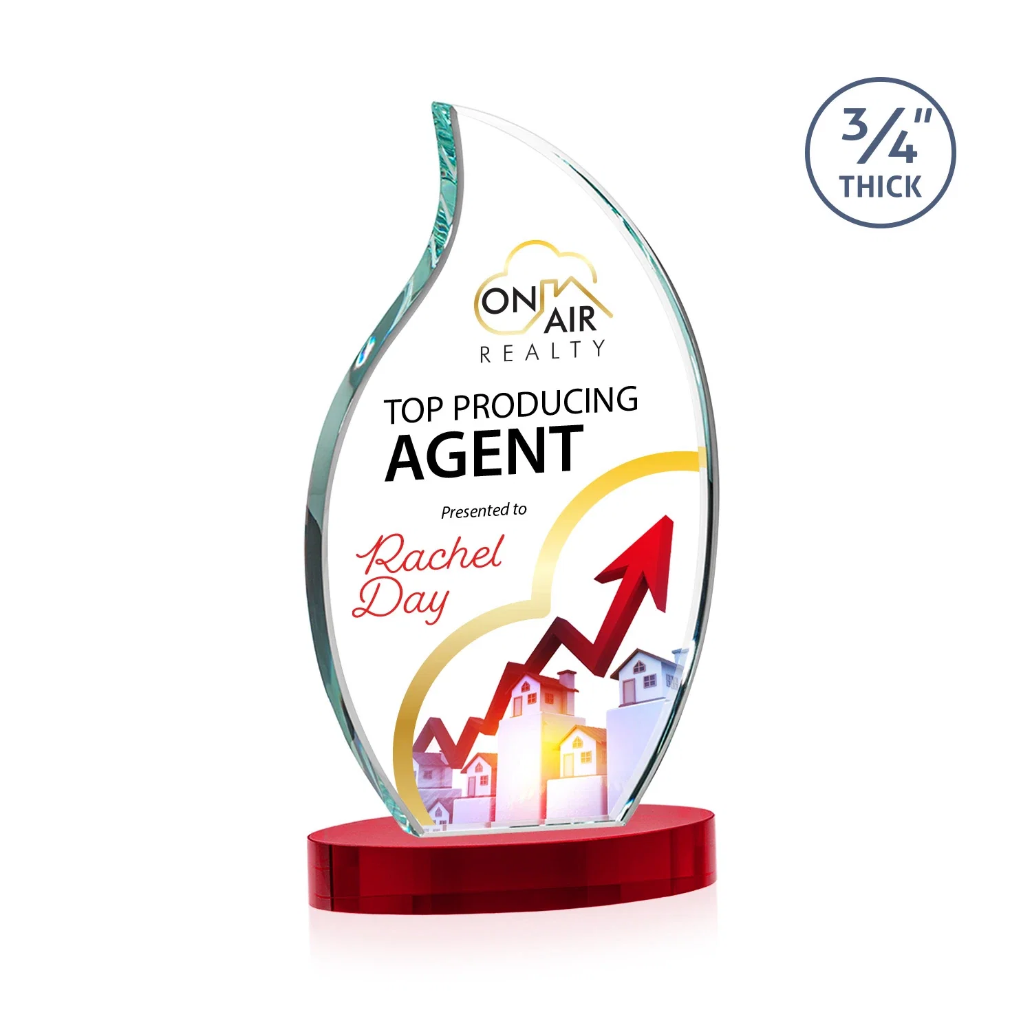 Customized Starfire Crystal Flame Award for service anniversary gifts