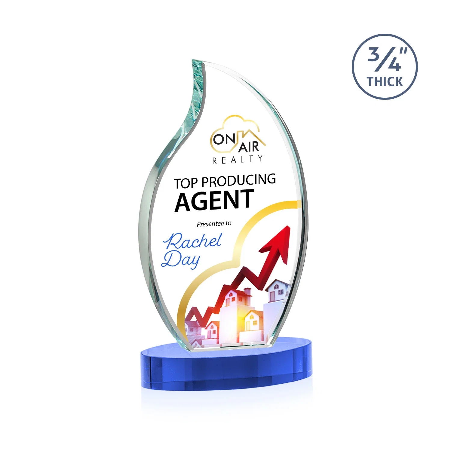 Customized Starfire Crystal Flame Award for team milestone celebrations