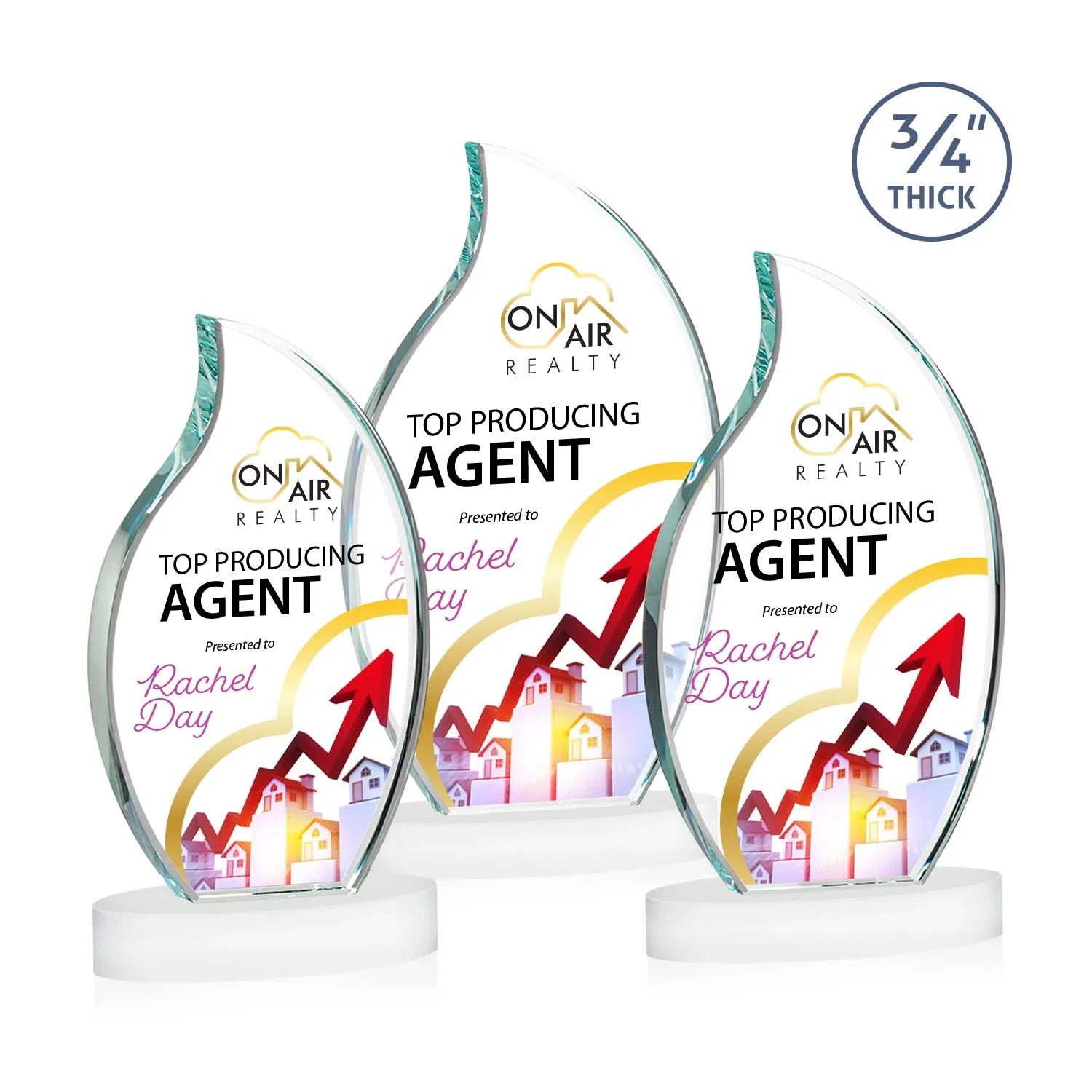 Customized Starfire Crystal Flame Award for safety achievement programs