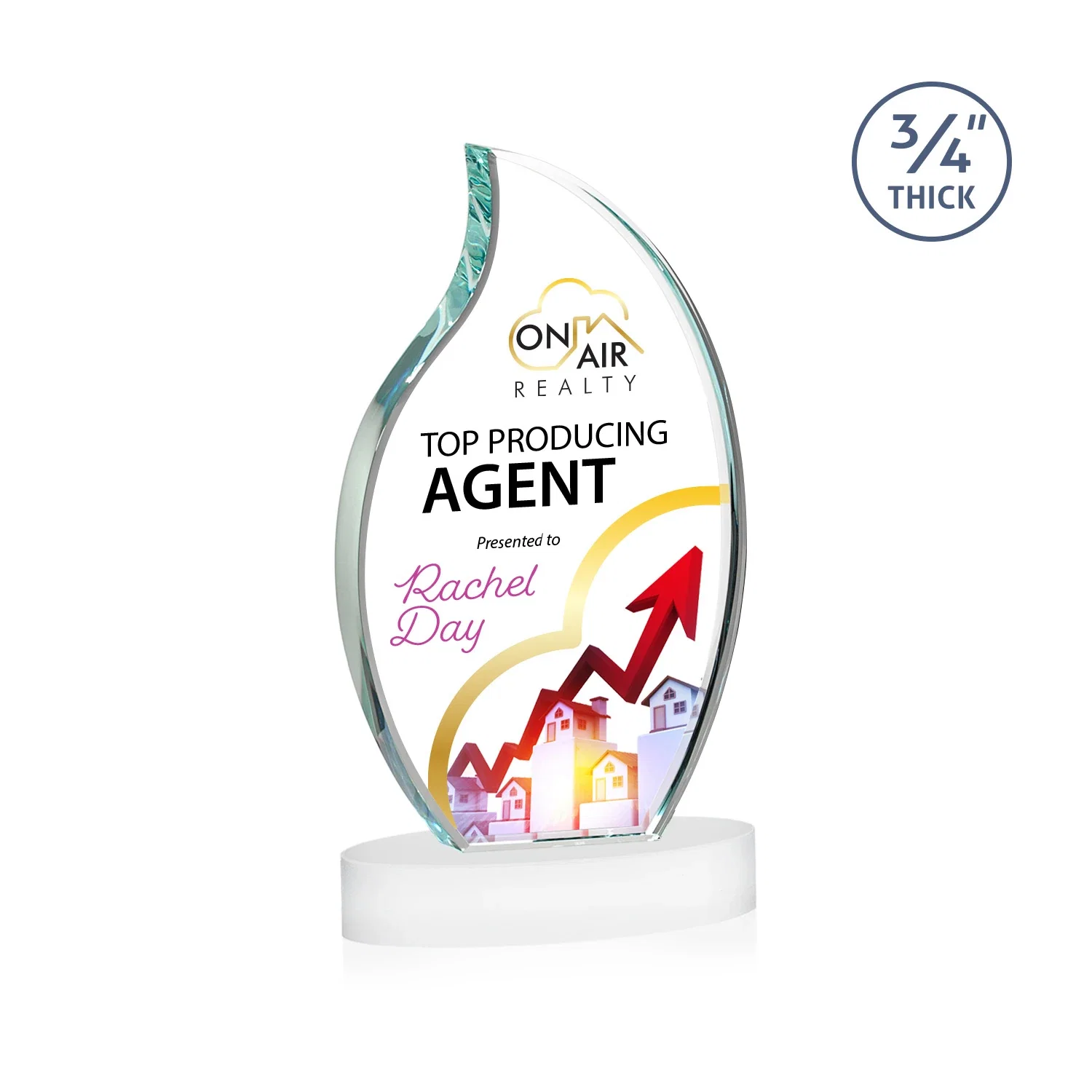 Customized Starfire Crystal Flame Award for volunteer appreciation