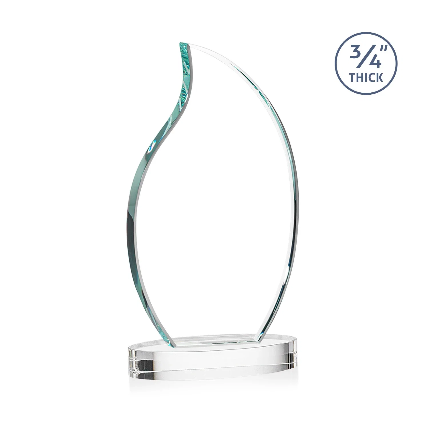 Custom engraved Starfire Crystal Flame Award for corporate award ceremonies