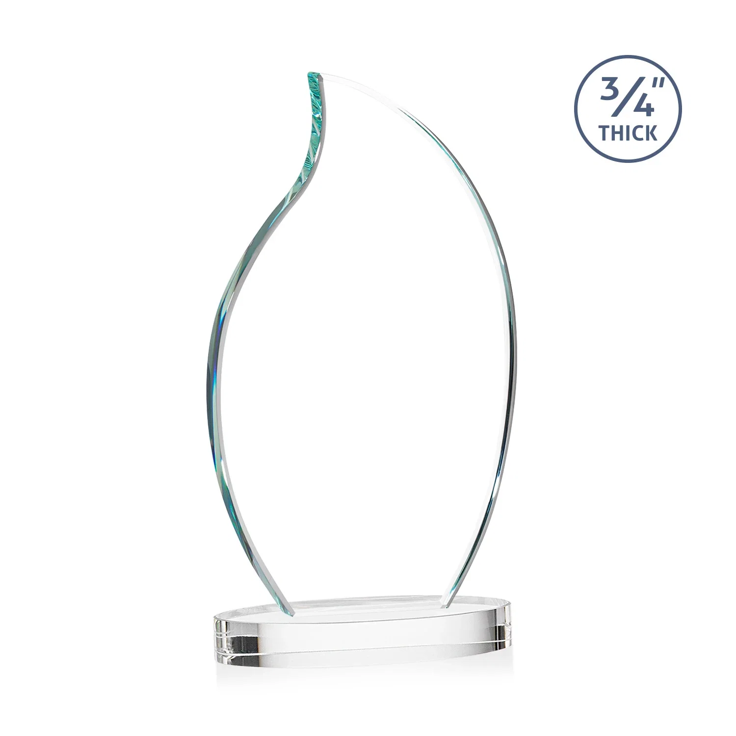 Custom engraved Starfire Crystal Flame Award for service anniversary gifts