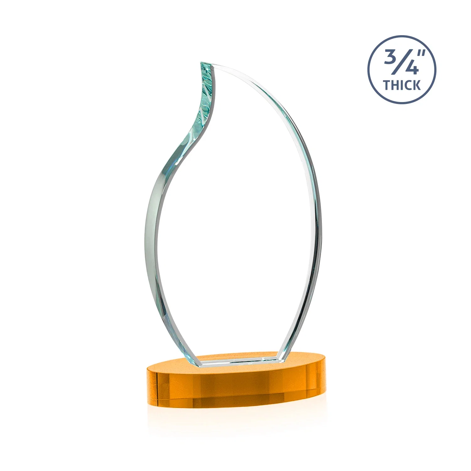 Custom engraved Starfire Crystal Flame Award for sales achievement awards