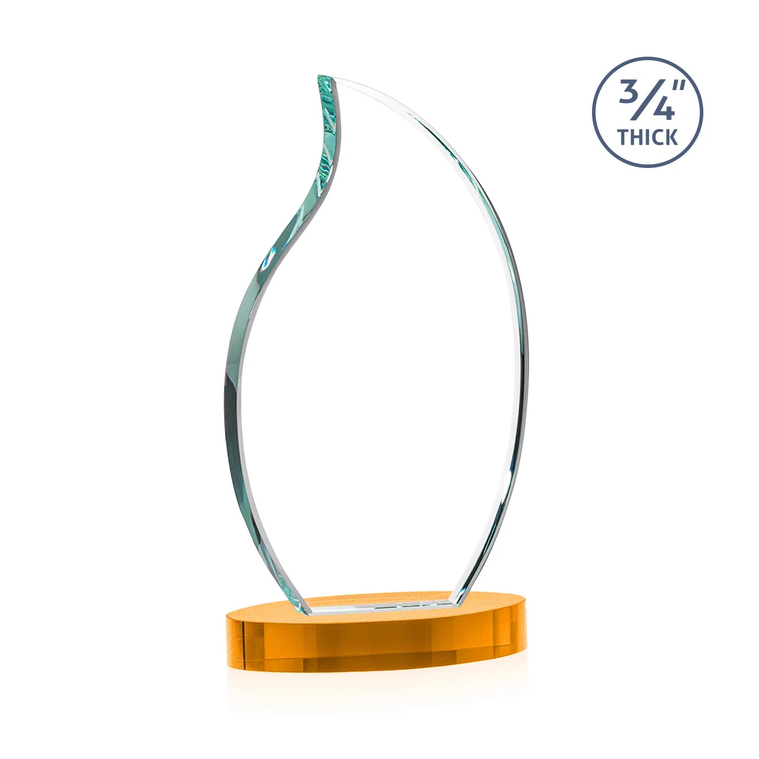 Custom engraved Starfire Crystal Flame Award for retirement presentations