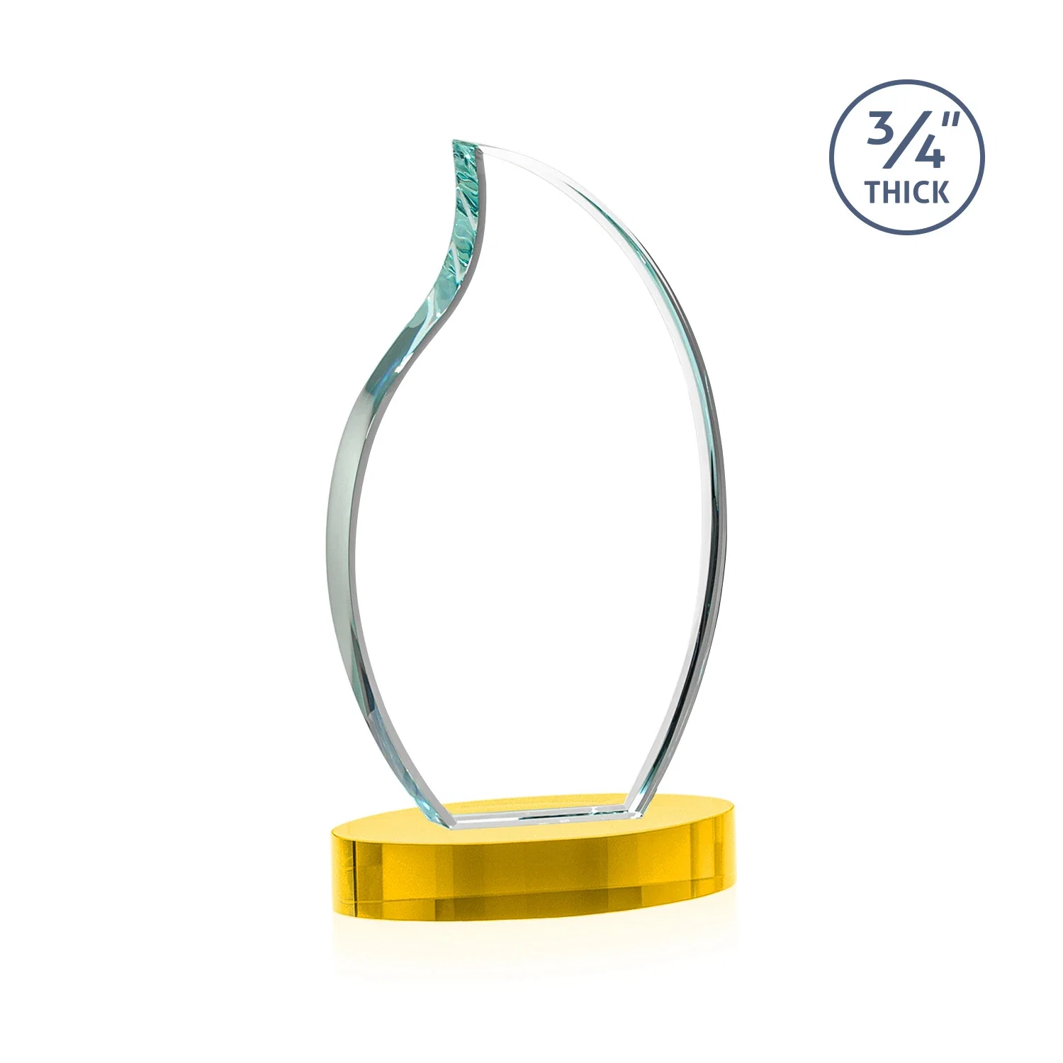 Custom engraved Starfire Crystal Flame Award for donor appreciation