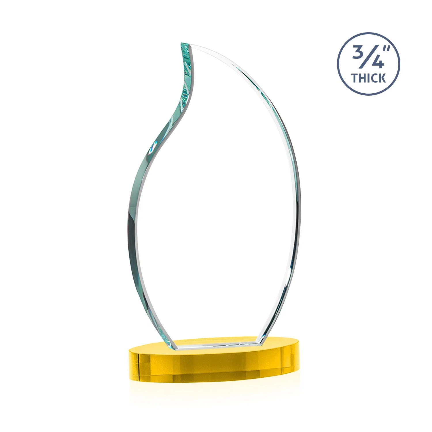 Custom engraved Starfire Crystal Flame Award for graduation ceremonies