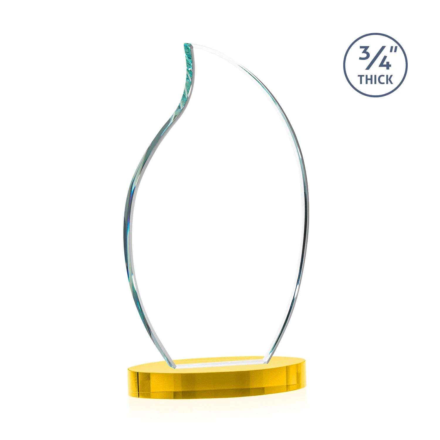 Custom engraved Starfire Crystal Flame Award for safety achievement programs