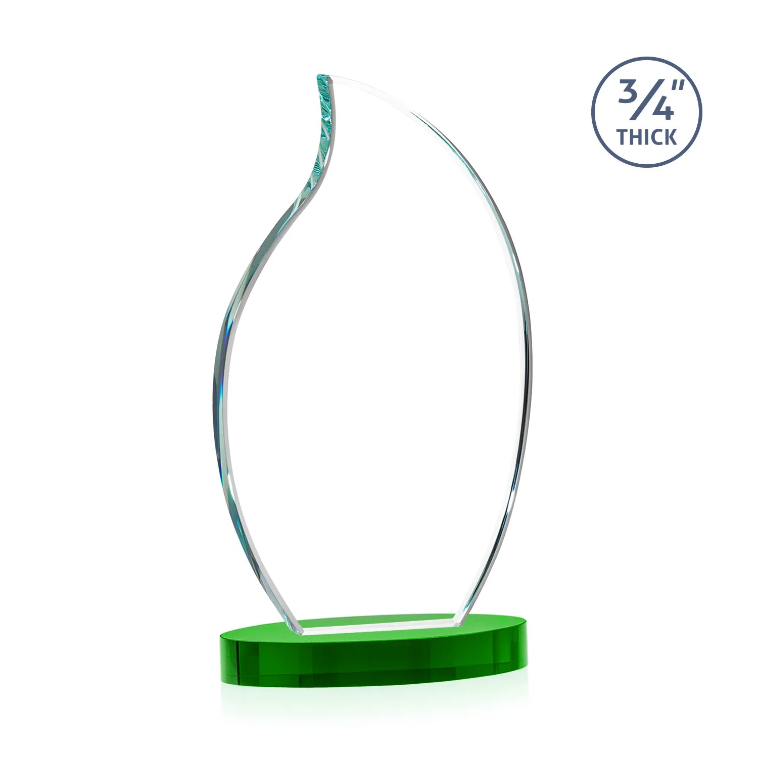 Custom engraved Starfire Crystal Flame Award for company anniversary events