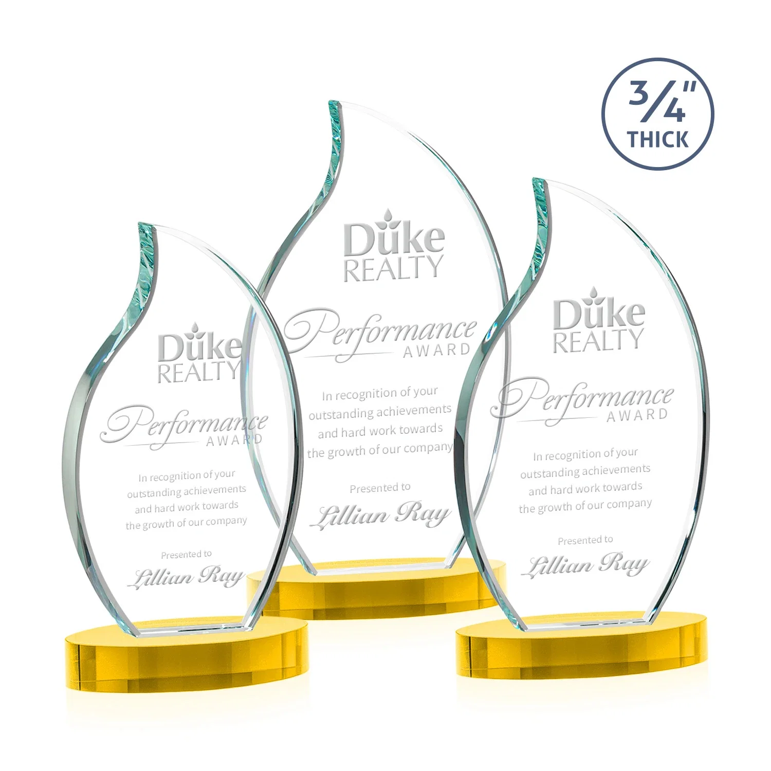 Custom Starfire Crystal Flame Award for safety achievement programs