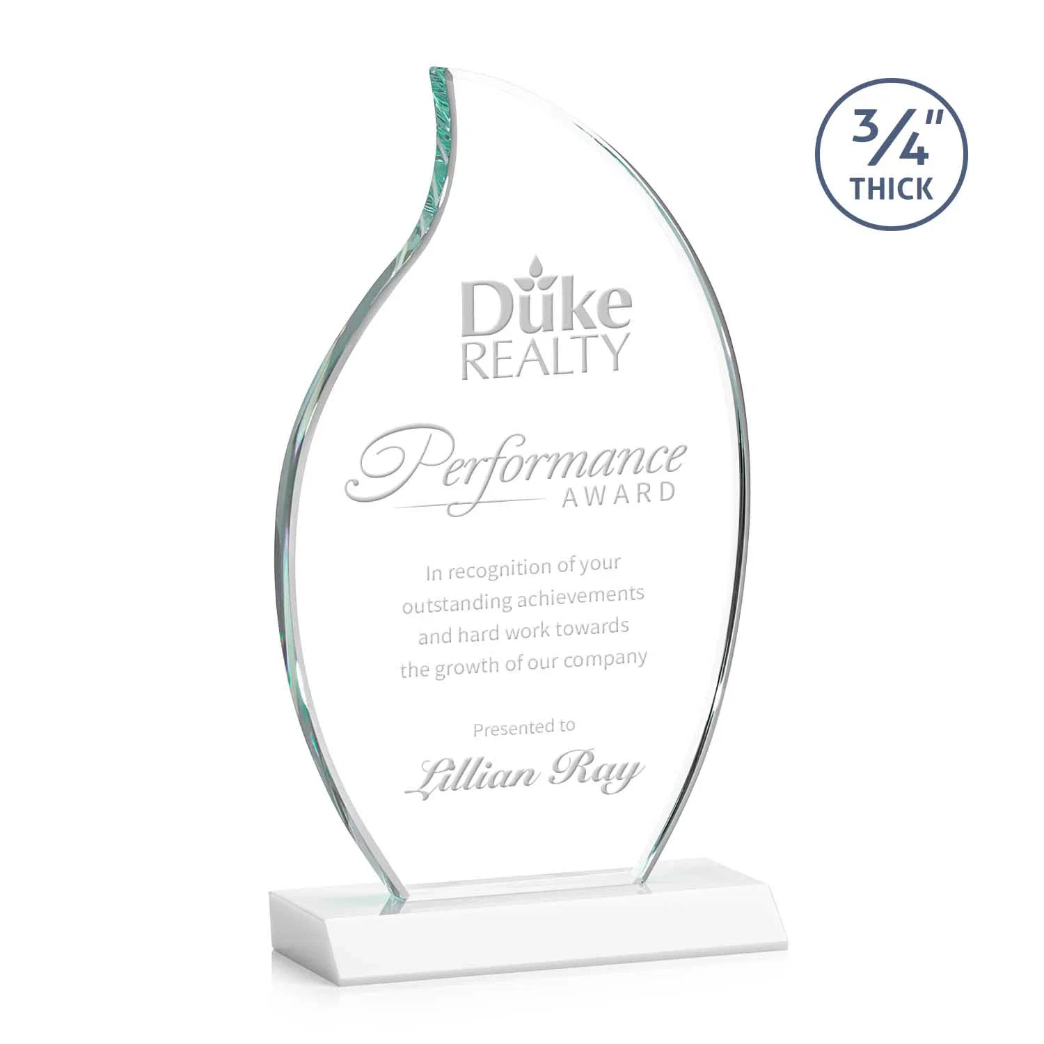 Promotional Starfire Crystal Flame Award on Front-Mitered Color Base for graduation ceremonies