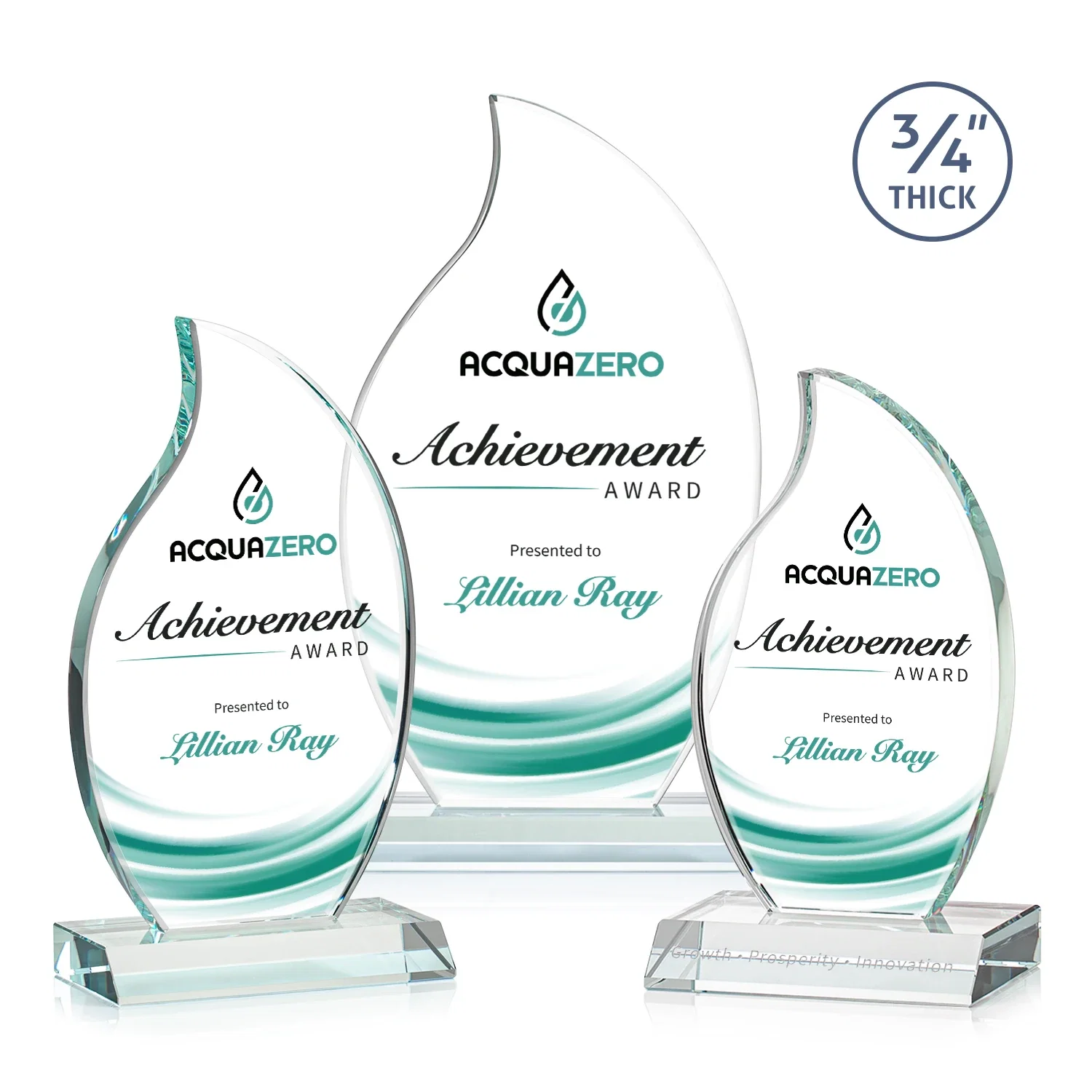 Promotional Starfire Crystal Flame Award on Front-Mitered Color Base for safety achievement programs
