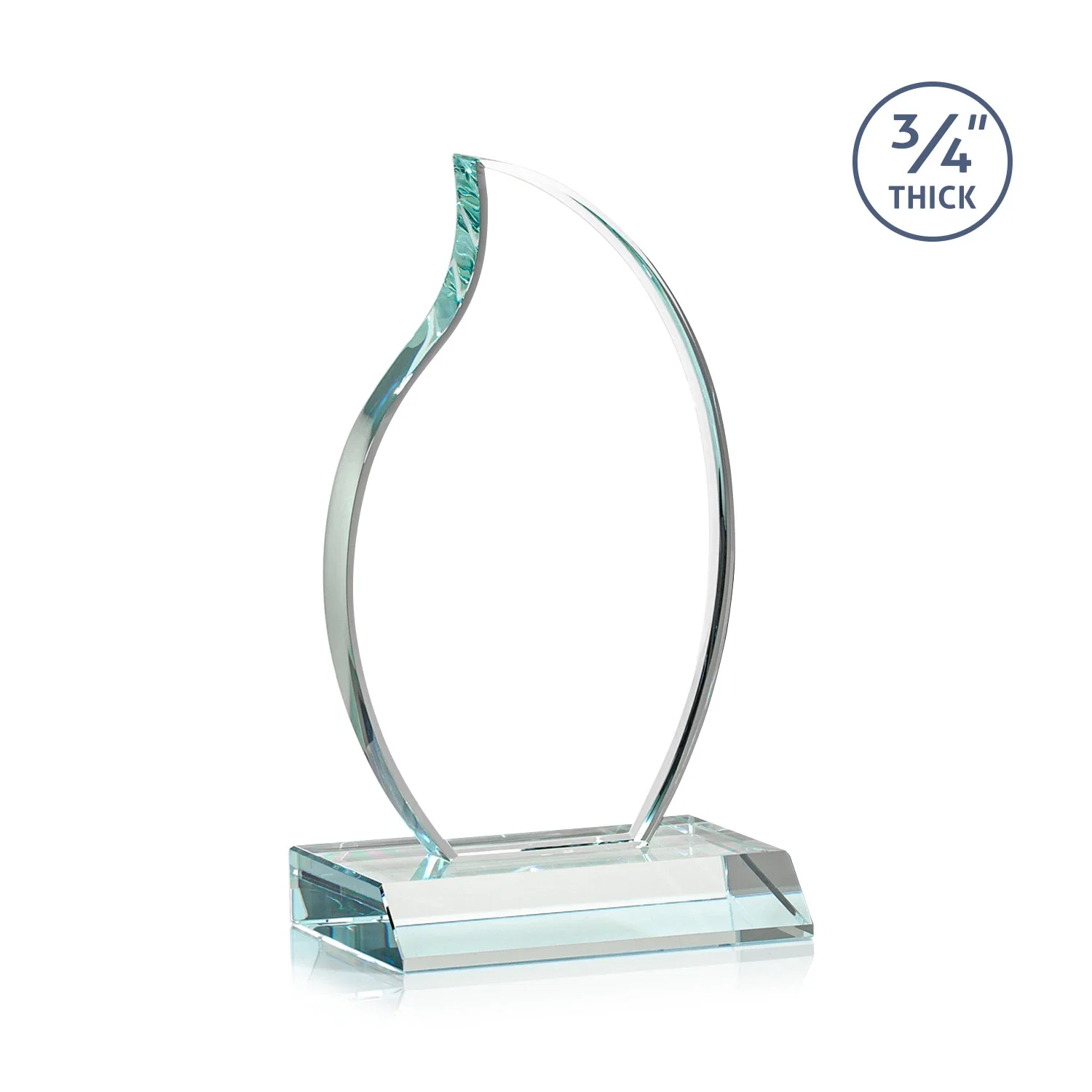 Customized Starfire Crystal Flame Award on Front-Mitered Color Base for retirement presentations