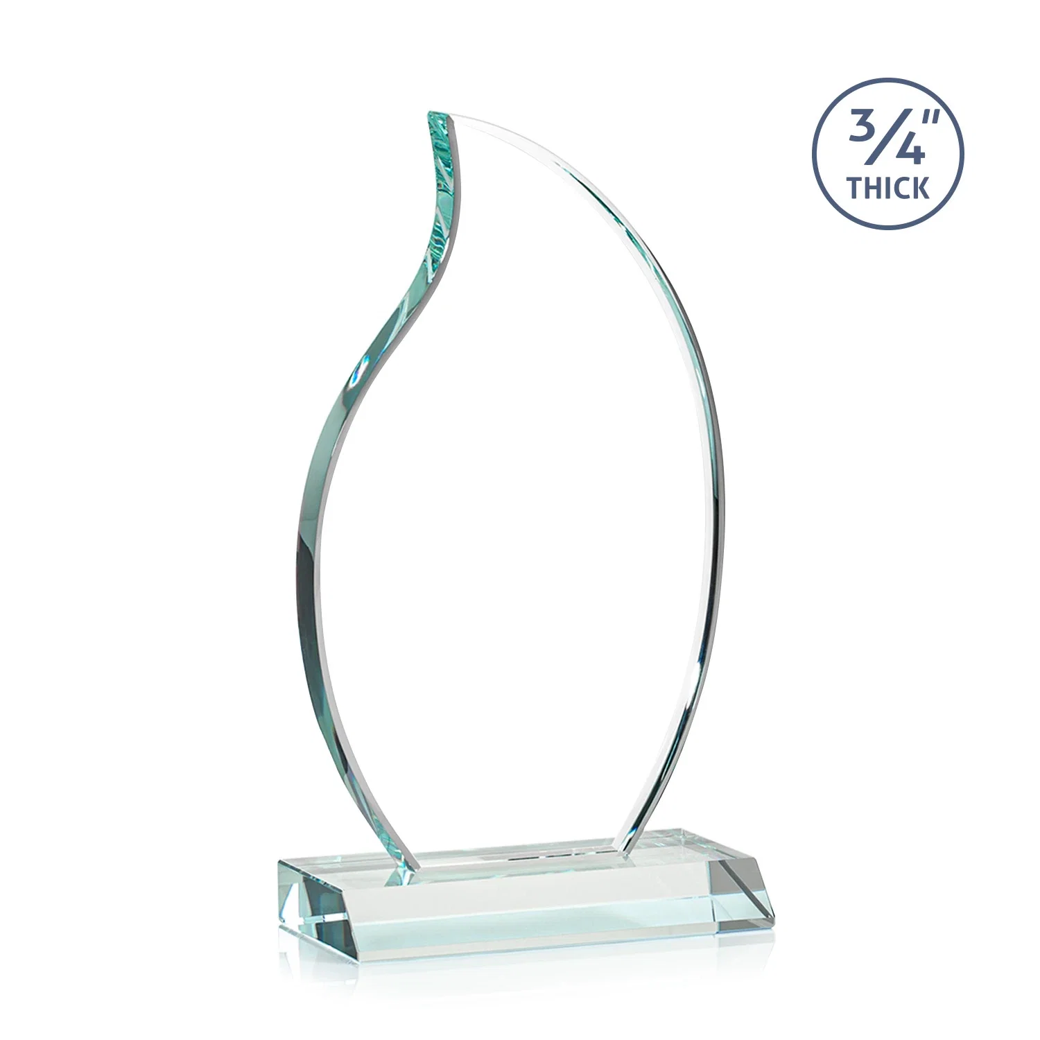 Customized Starfire Crystal Flame Award on Front-Mitered Color Base for team milestone celebrations