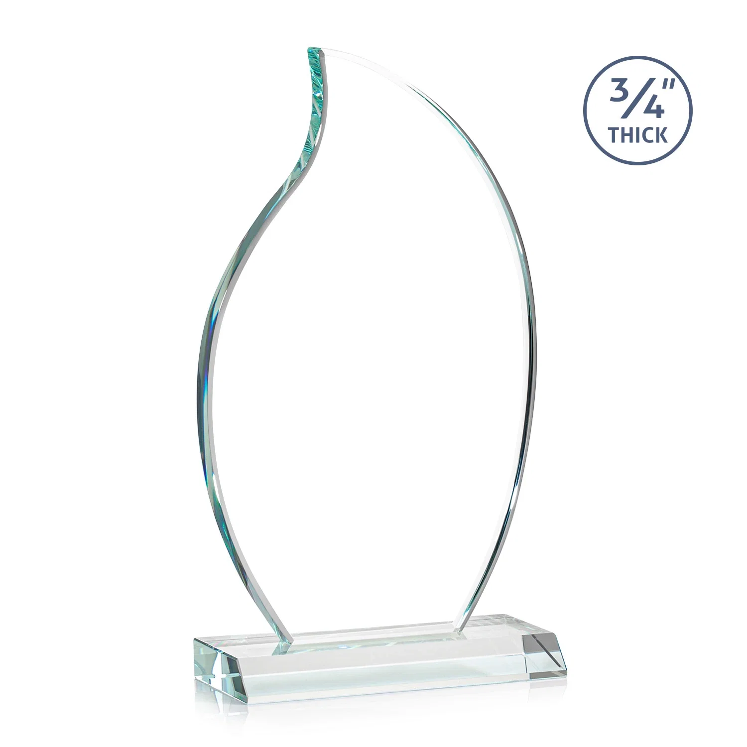 Customized Starfire Crystal Flame Award on Front-Mitered Color Base for donor appreciation