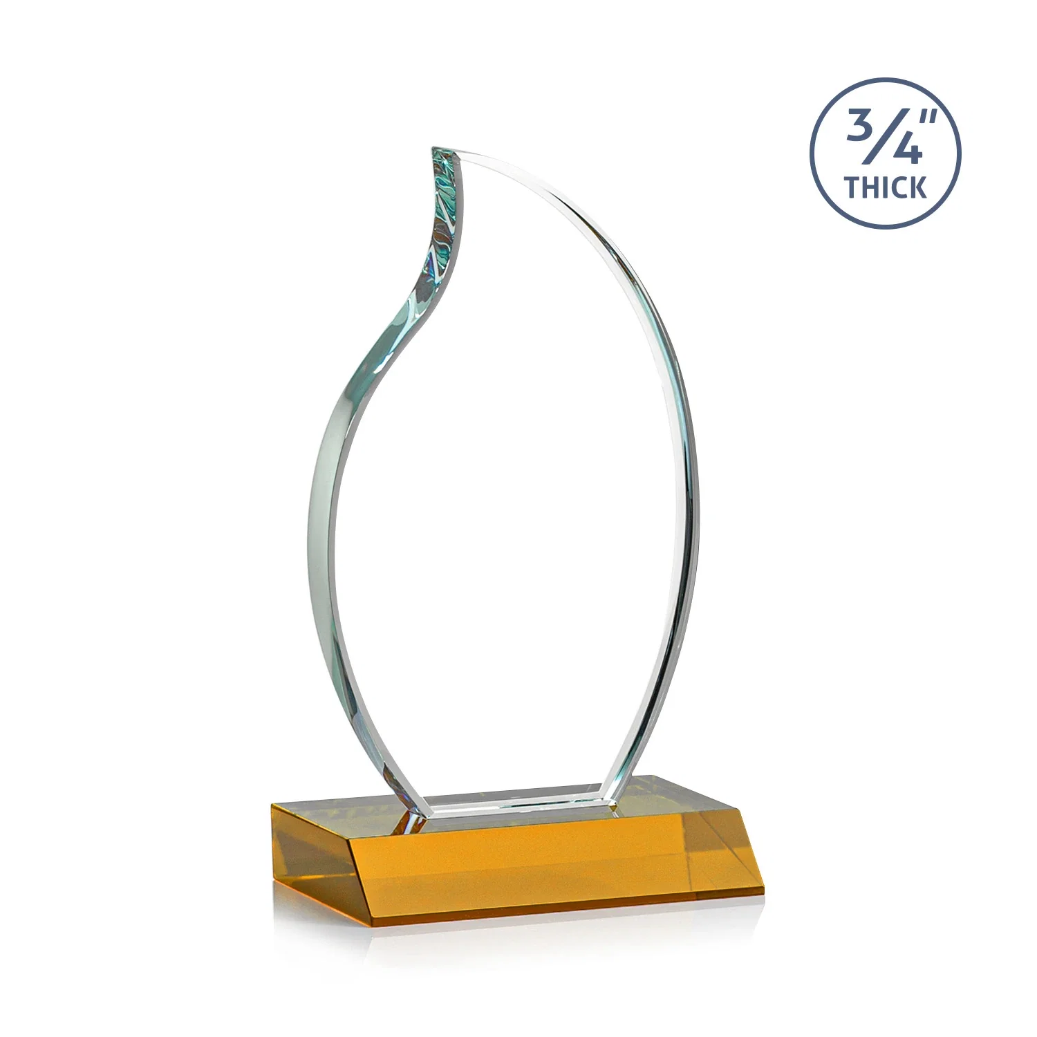 Customized Starfire Crystal Flame Award on Front-Mitered Color Base for graduation ceremonies