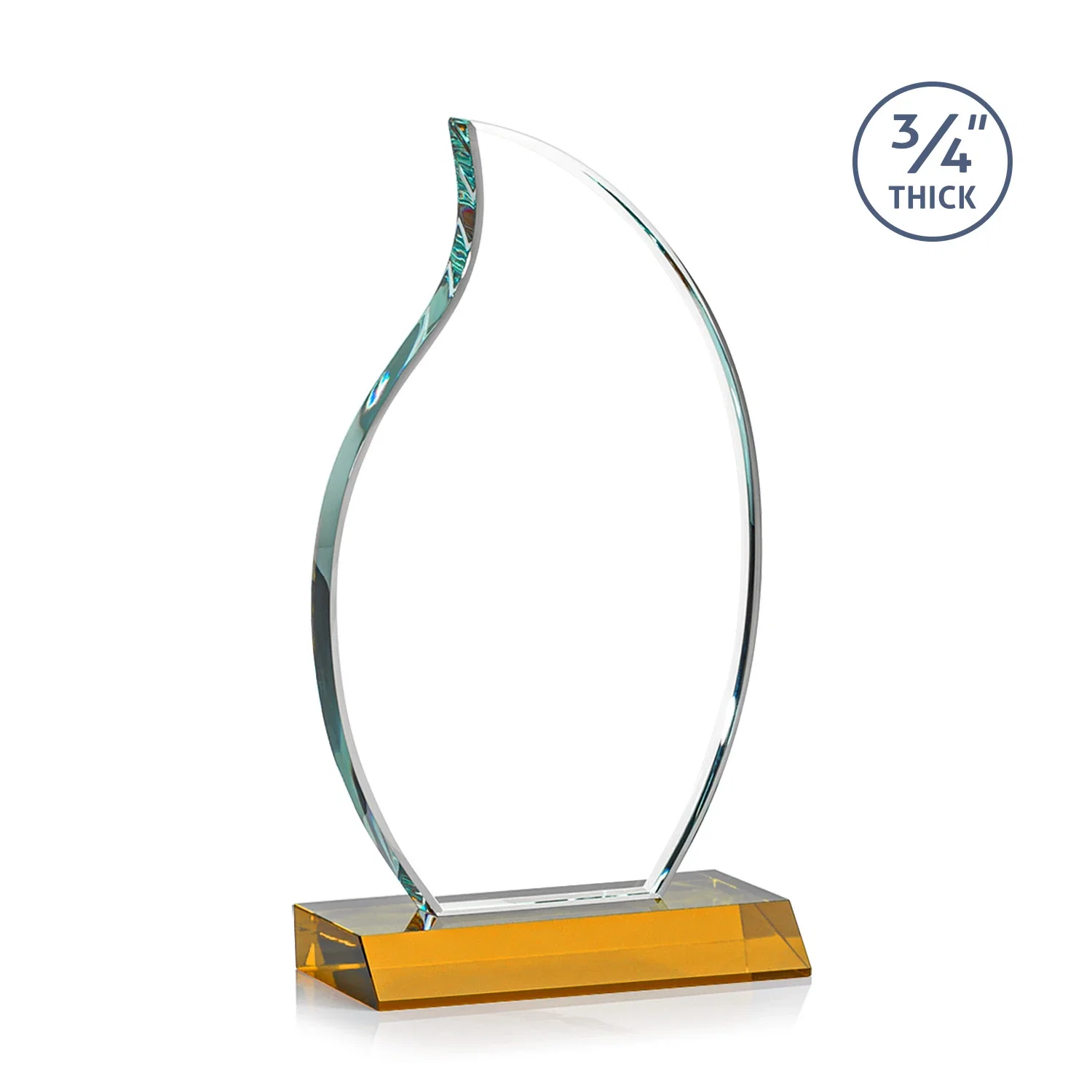 Customized Starfire Crystal Flame Award on Front-Mitered Color Base for safety achievement programs