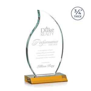 Starfire Crystal Flame Award on Front-Mitered Color Base