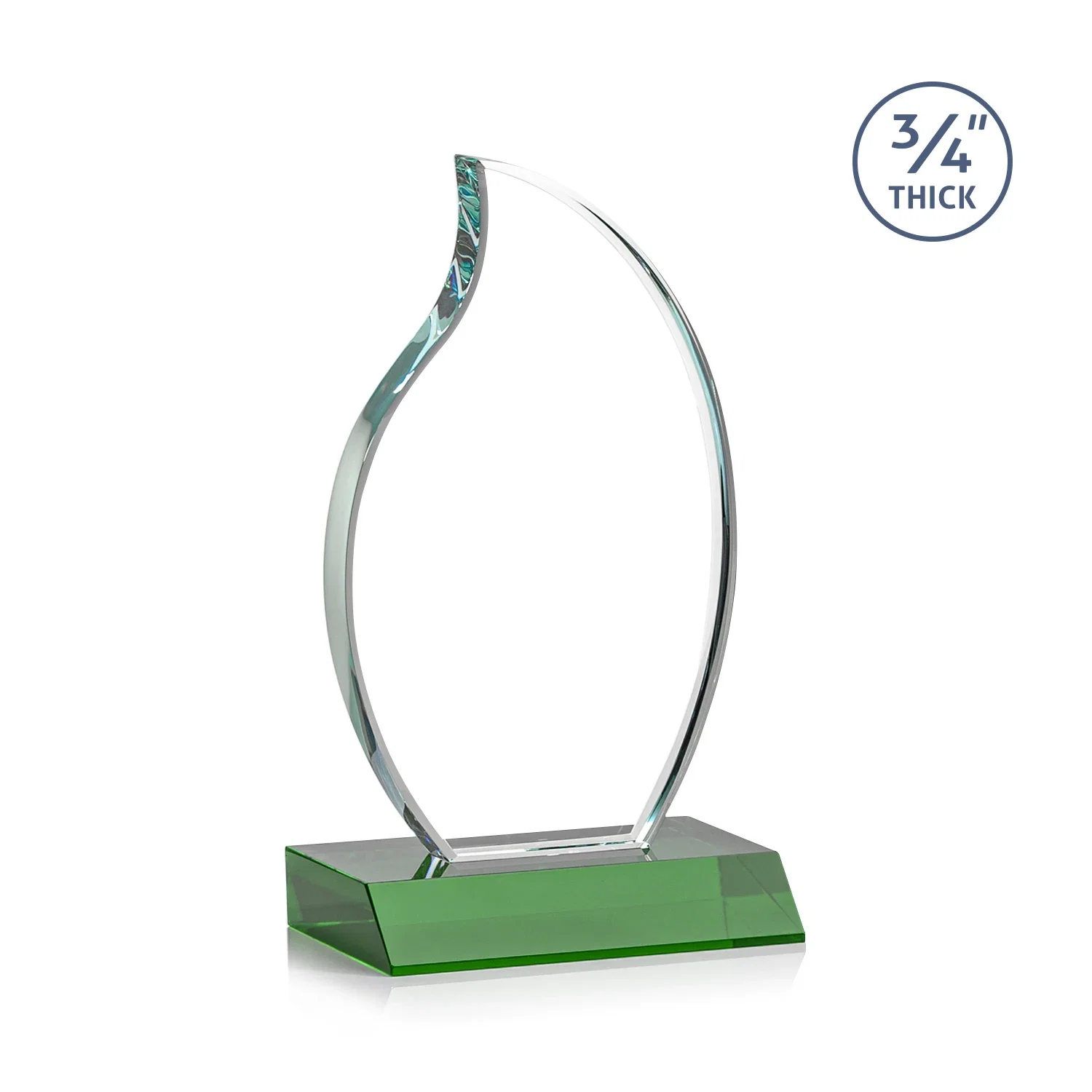 Customized Starfire Crystal Flame Award on Front-Mitered Color Base for dealer and partner awards