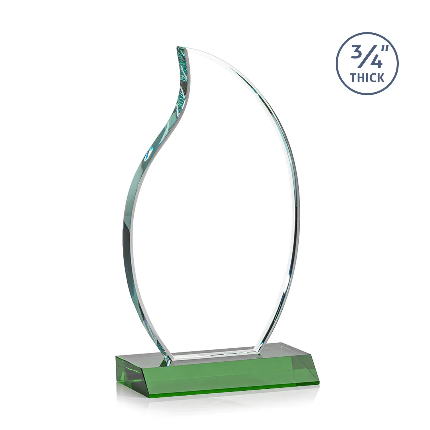 Customized Starfire Crystal Flame Award on Front-Mitered Color Base for company anniversary events