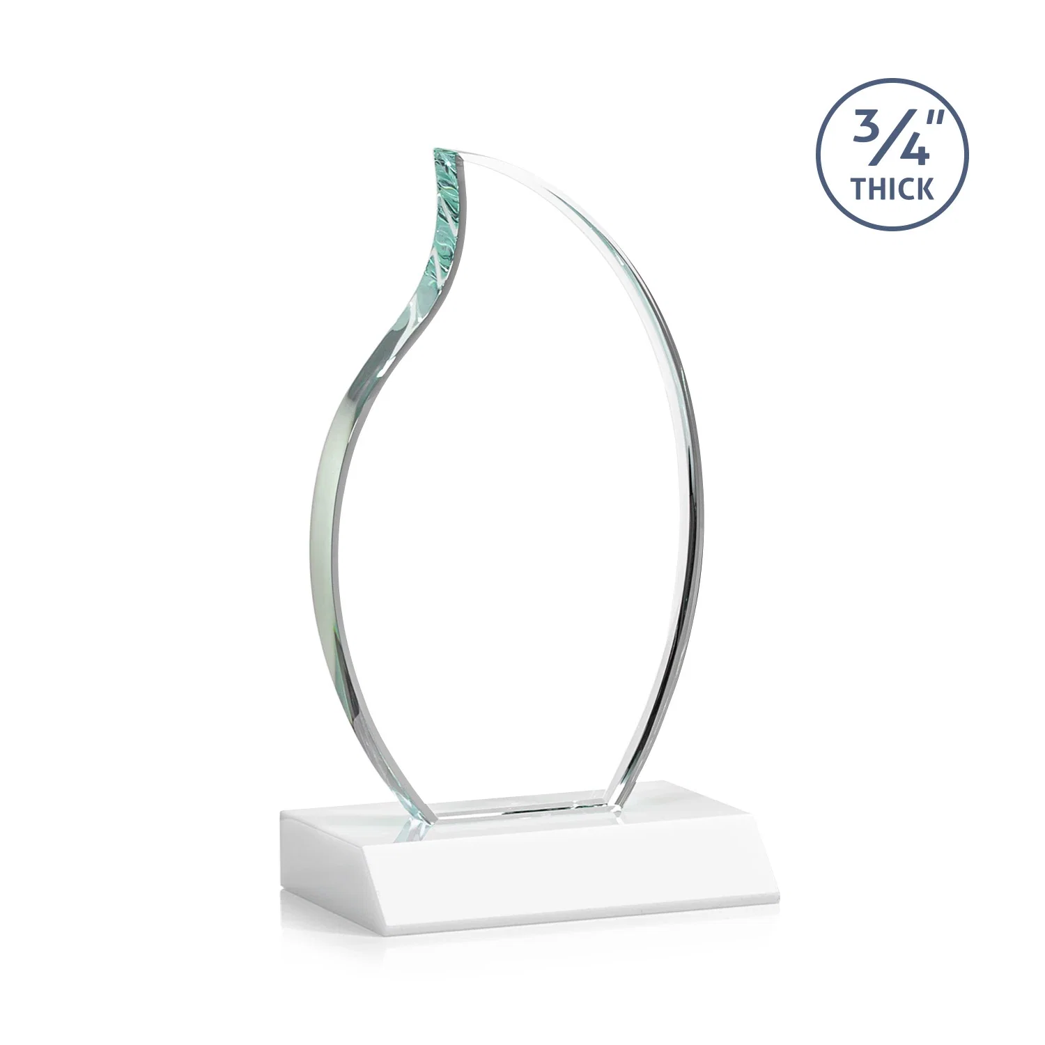 Custom Starfire Crystal Flame Award on Front-Mitered Color Base, with your logo for corporate award ceremonies