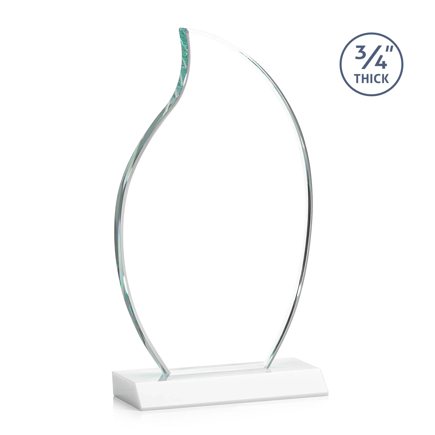 Custom Starfire Crystal Flame Award on Front-Mitered Color Base, with your logo for sales achievement awards
