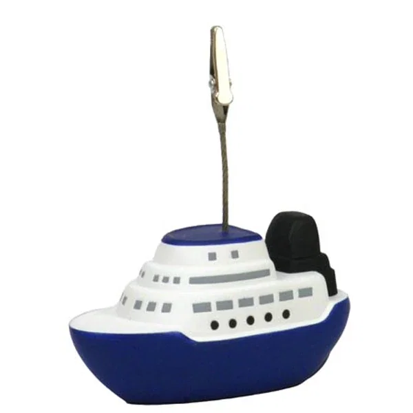 Cruise boat shaped stress ball with a memo holder slot, 4 x 2 x 2 inches