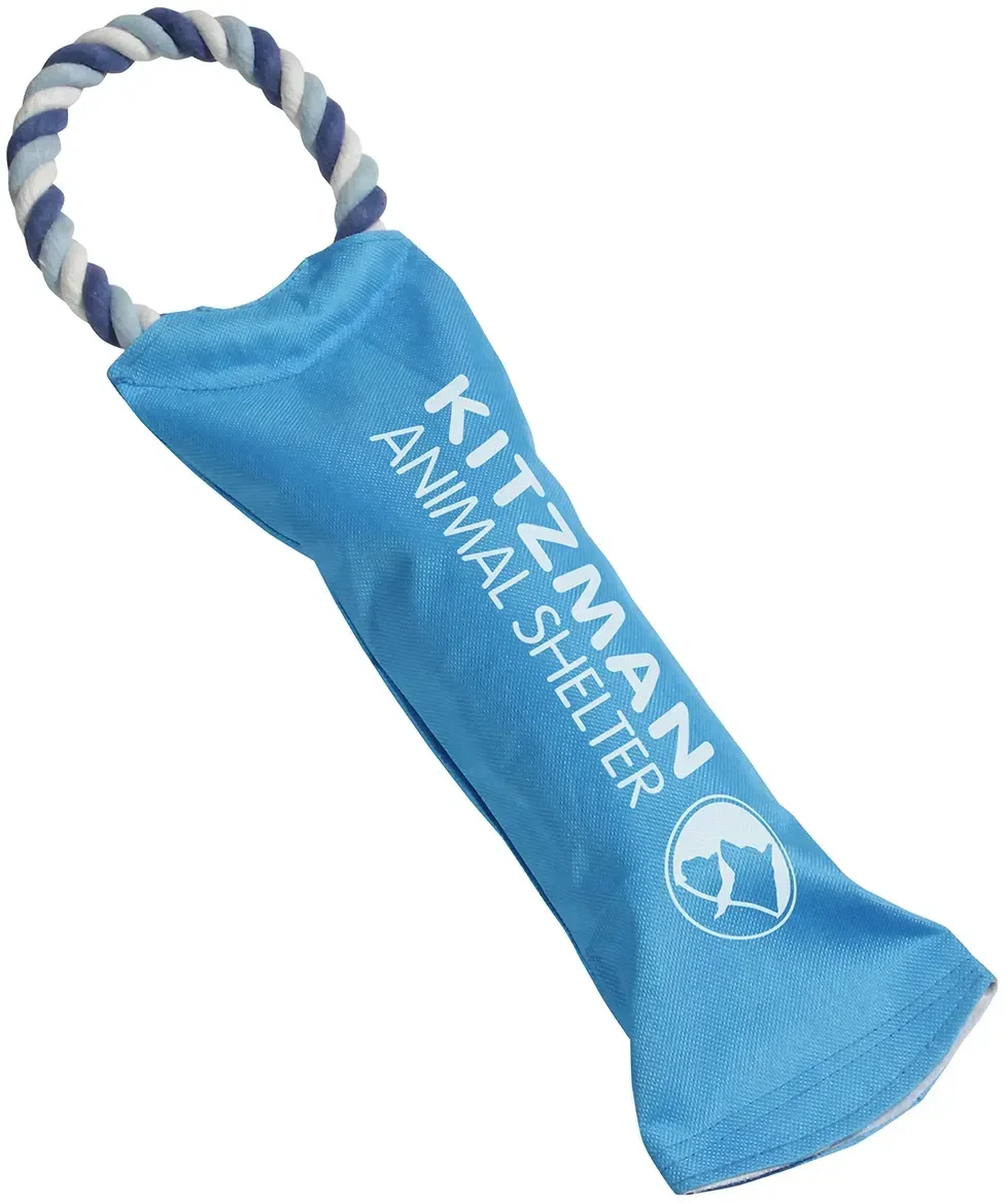Crunch-It custom water bottle dog toy with branded logo, front view