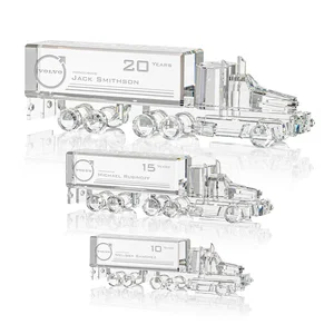 Optical Crystal 18-Wheeler Truck Award, Hand-Faceted Piece by Piece