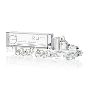 Optical Crystal 18-Wheeler Truck Award, Hand-Faceted Piece by Piece