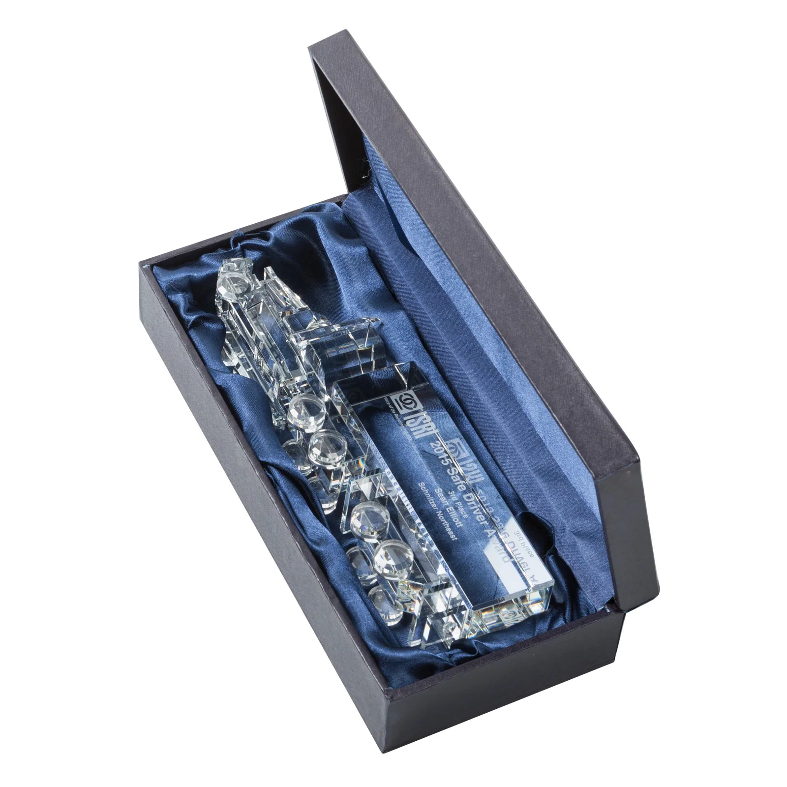 Custom Optical Crystal 18-Wheeler Truck Award, Hand-Faceted Piece by Piece for retirement presentations