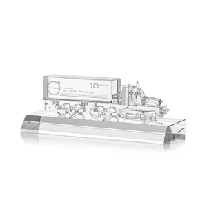 3D Etched Optical Crystal 18 Wheeler Truck Award on Starfire Base