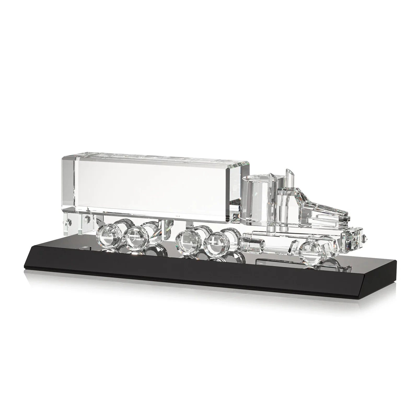 Personalized 3D Etched Optical Crystal 18 Wheeler Truck Award on Starfire Base for safety achievement programs