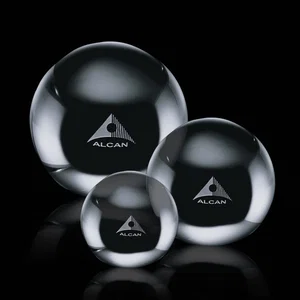 Optical Crystal Ball Paperweight, 2.375"-4" Solid Sphere